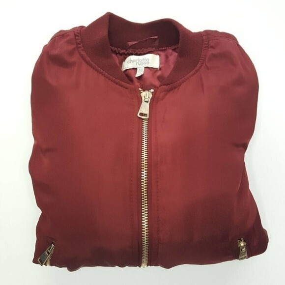 Charlotte Russe Bomber Jacket Womens Extra Small Full Zip Pockets Casual - Picture 4 of 7
